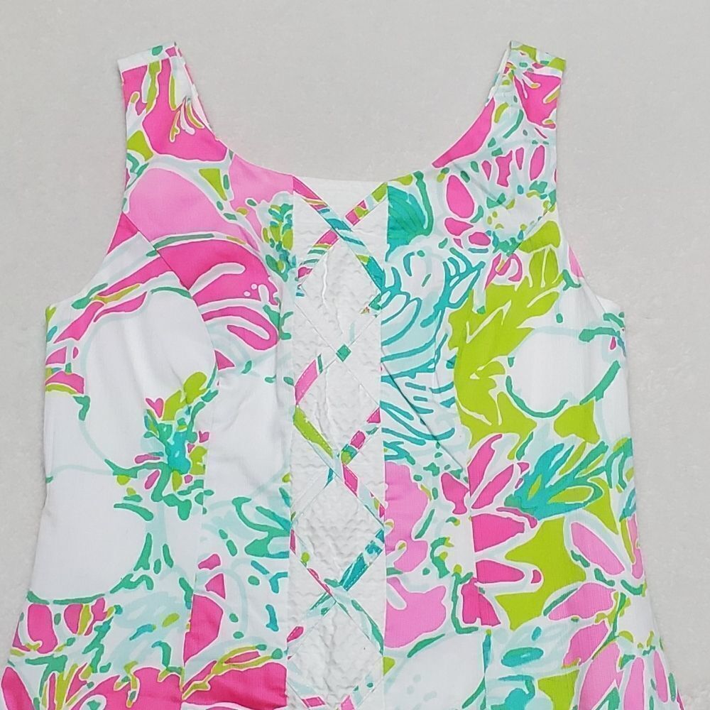 𝅺LILLY Pulitzer Cathy Flamingo Pink Don't Give A Cluck Shift Dress 00 - Picture 3 of 12